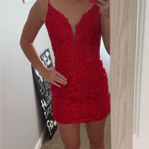 Elegant Red Lace Dress
